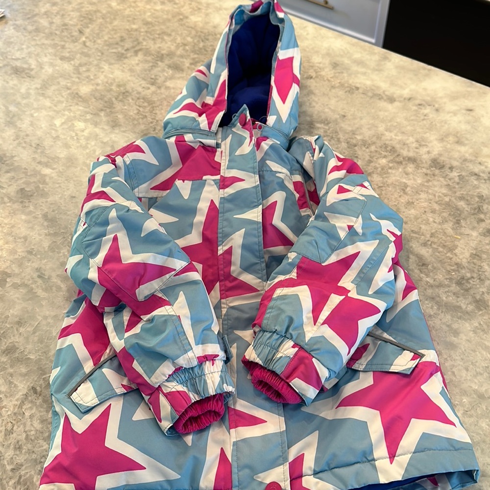 Boden Girls Star Ski Coat Pink & Blue